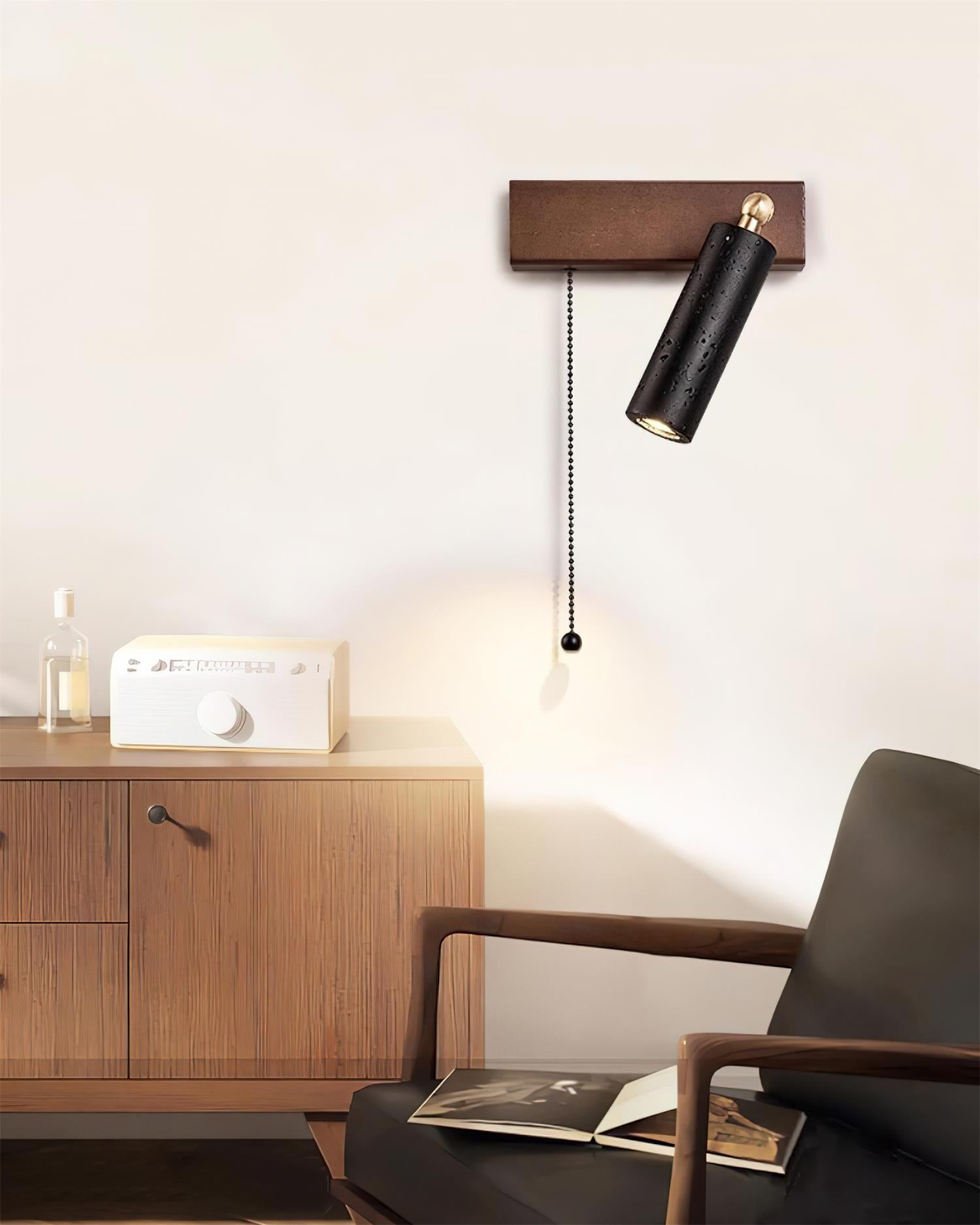 Ritta Lampe Murale Noire Travertin Projecteur