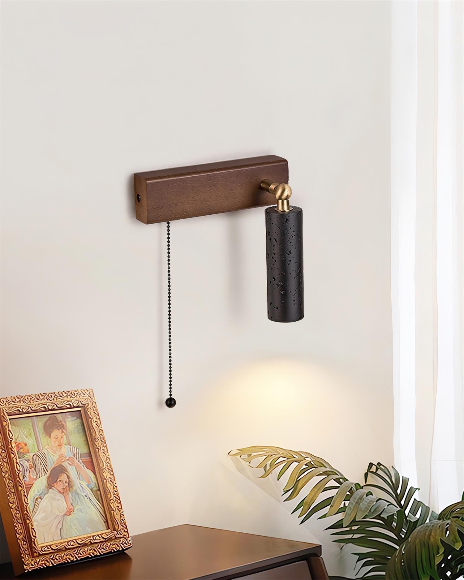 Ritta Lampe Murale Noire Travertin Projecteur
