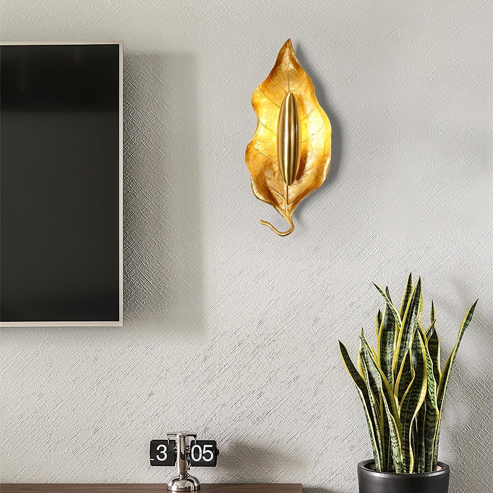 Evraee Applique Murale Art Nordique Feuille Laiton