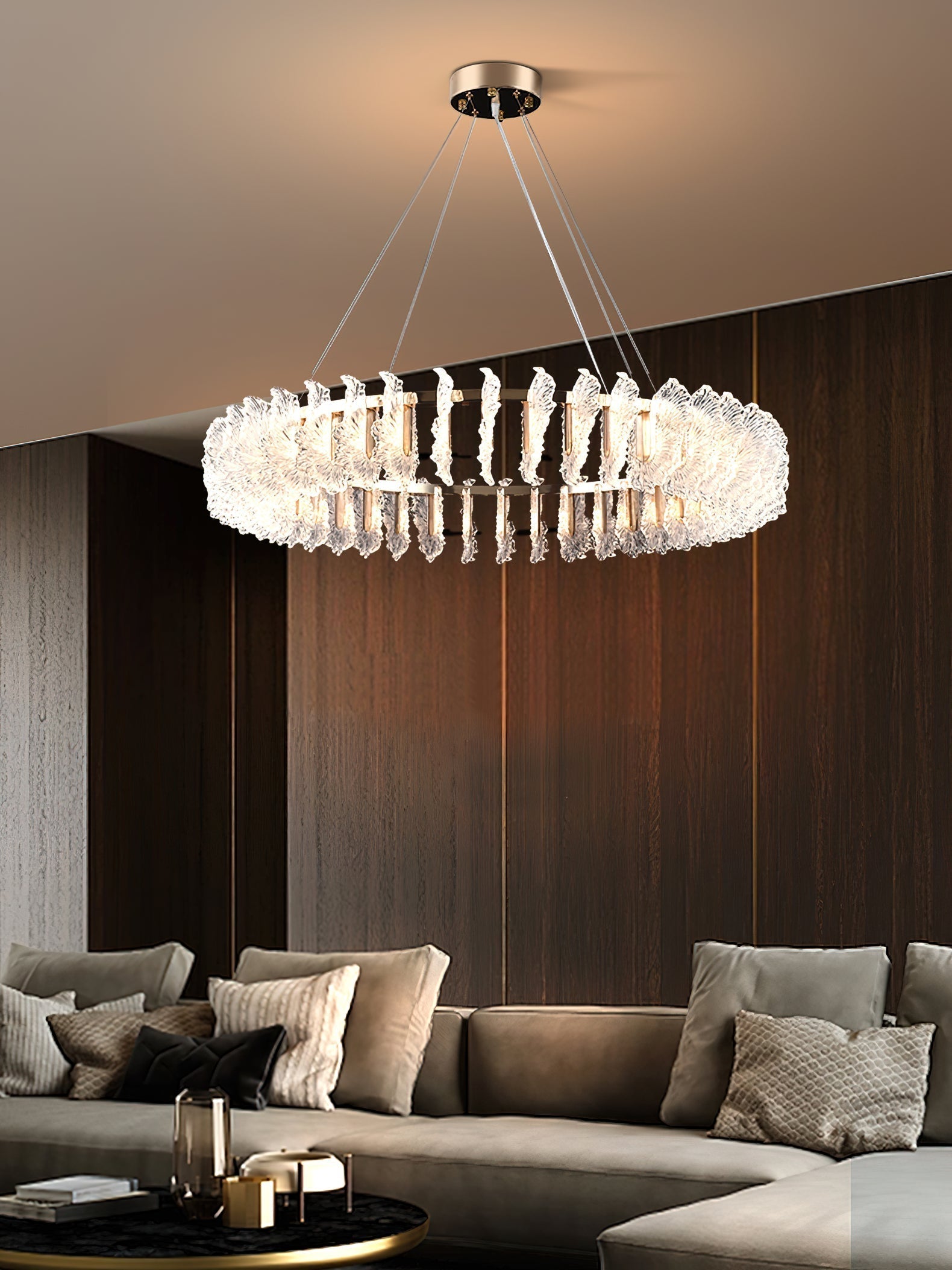Lustre en Verre et Acrylique de Luxe Ulcarir Feuille