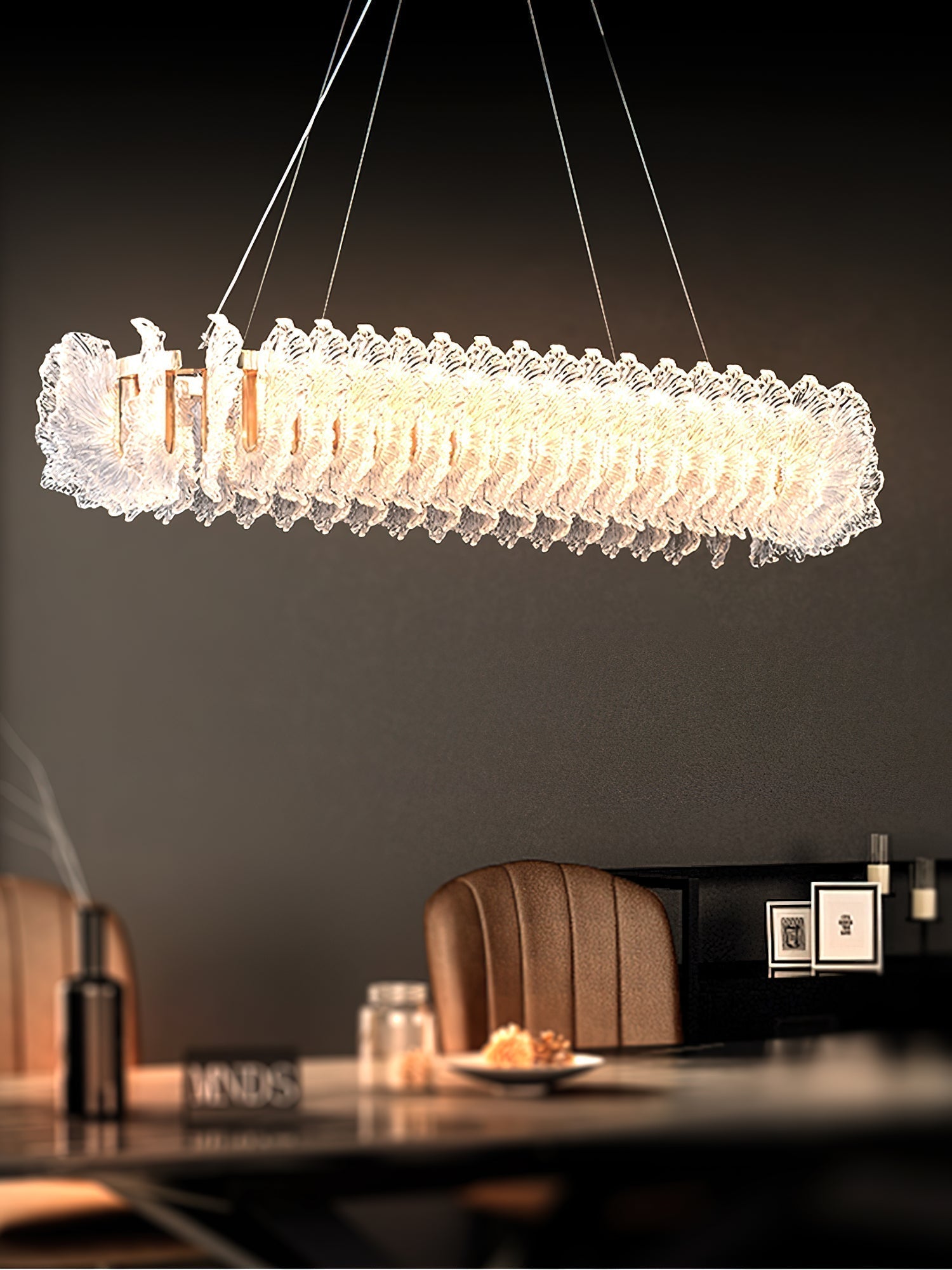 Lustre en Verre et Acrylique de Luxe Ulcarir Feuille