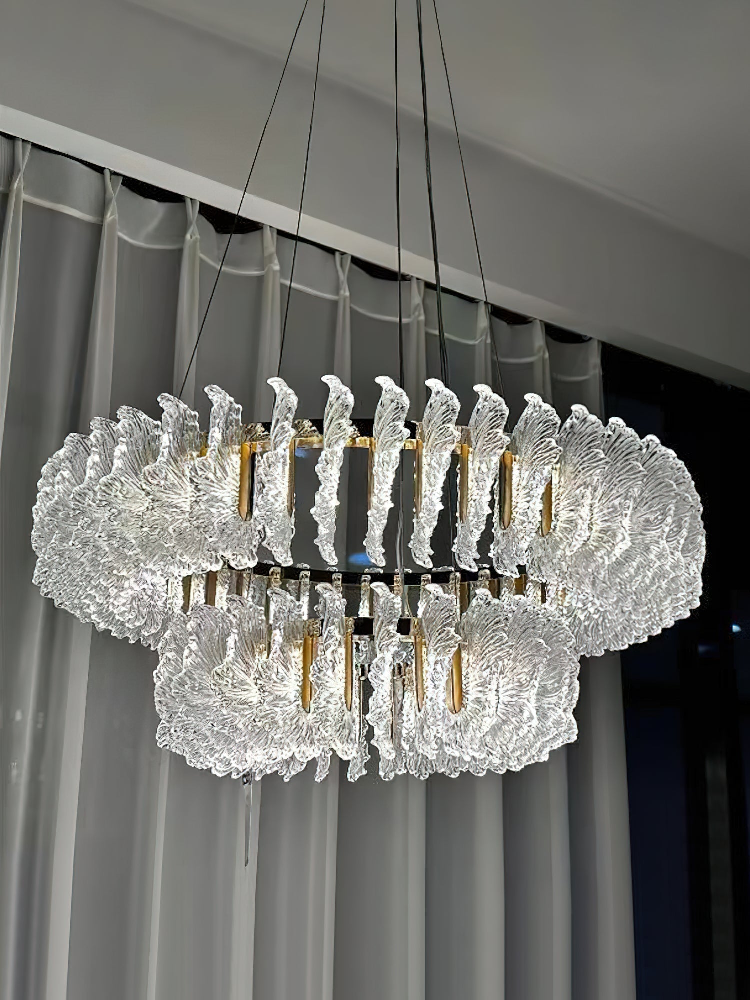 Lustre en Verre et Acrylique de Luxe Ulcarir Feuille