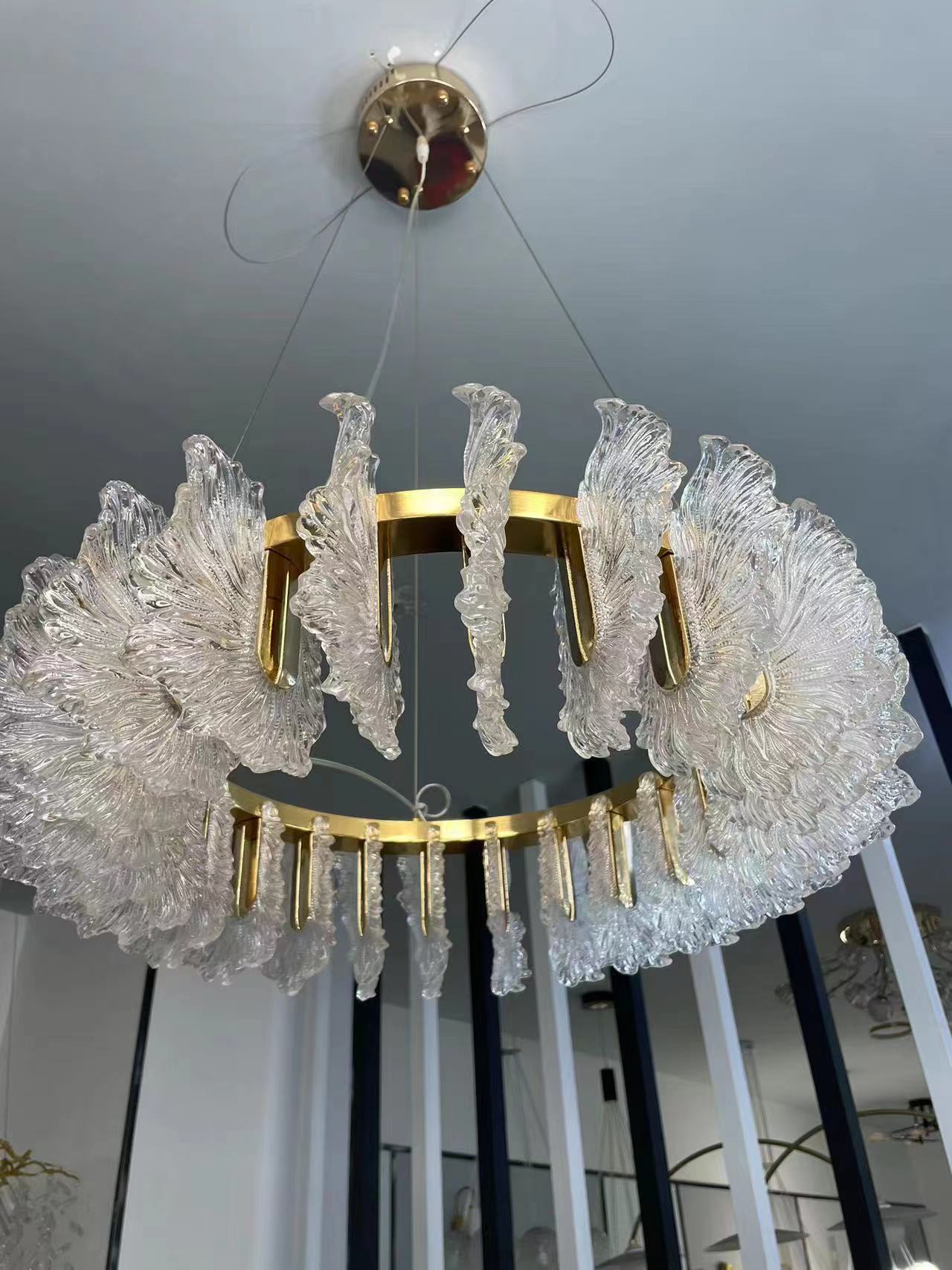 Lustre en Verre et Acrylique de Luxe Ulcarir Feuille
