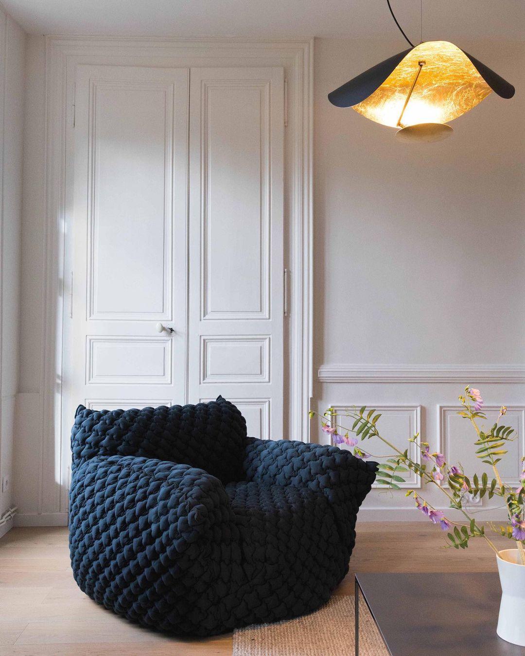 Lustra Suspension Lampe Abat-jour Courbé Noir et Or