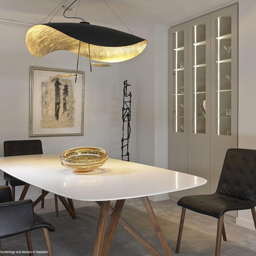 Lustra Suspension Lampe Abat-jour Courbé Noir et Or