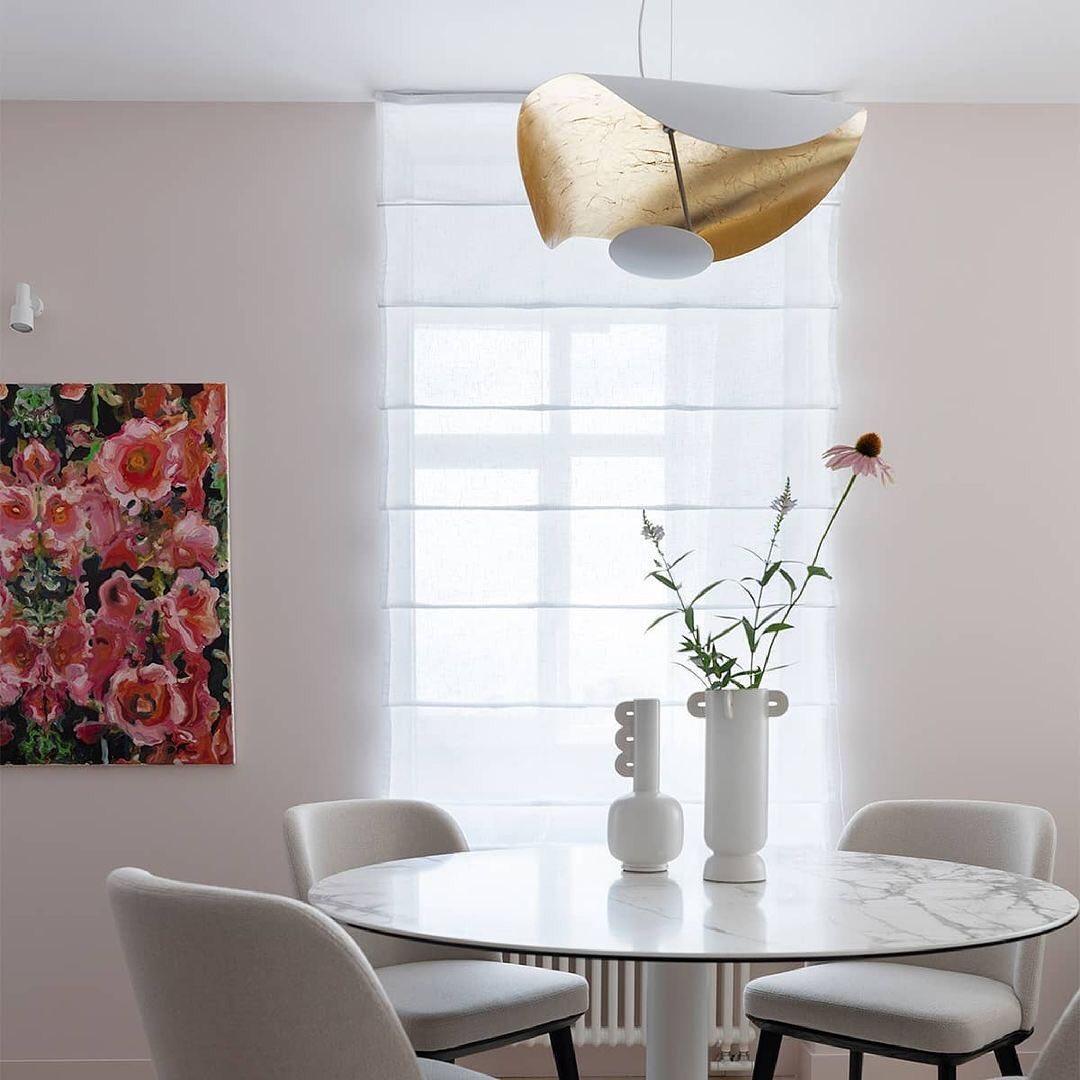 Lustra Suspension Lampe Abat-jour Courbé Noir et Or