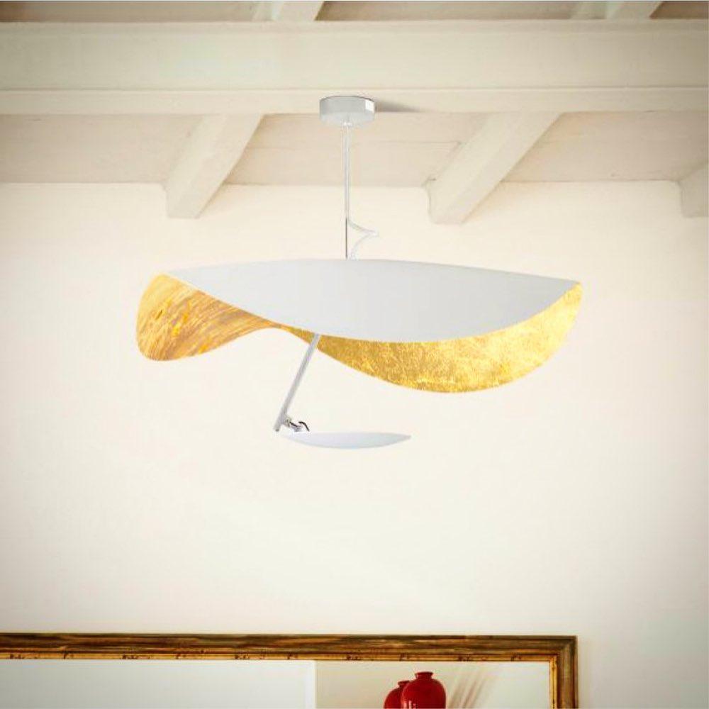 Lustra Suspension Lampe Abat-jour Courbé Noir et Or