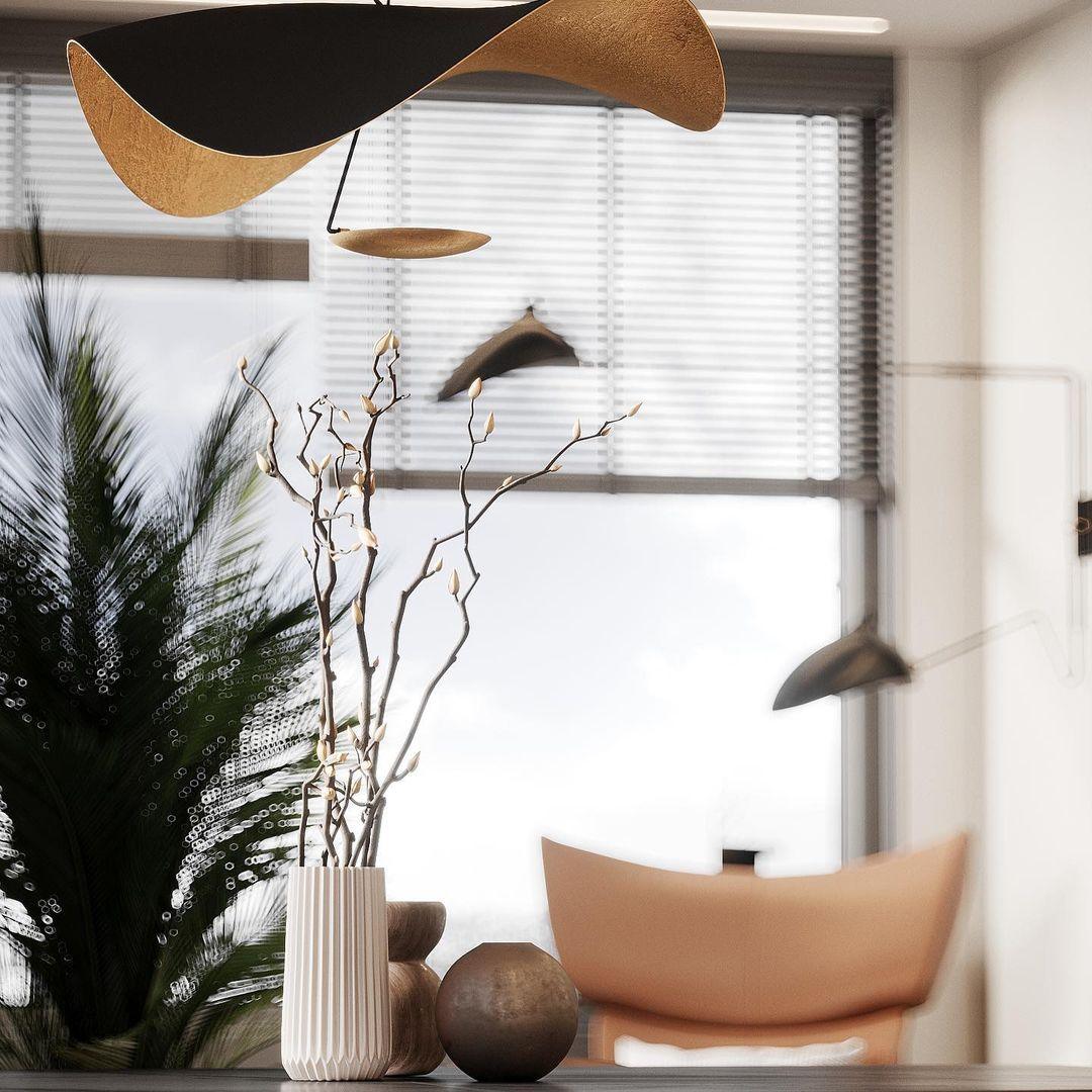 Lustra Suspension Lampe Abat-jour Courbé Noir et Or
