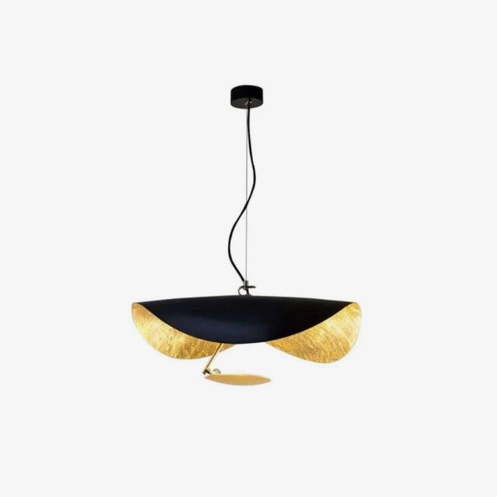 Lustra Suspension Lampe Abat-jour Courbé Noir et Or