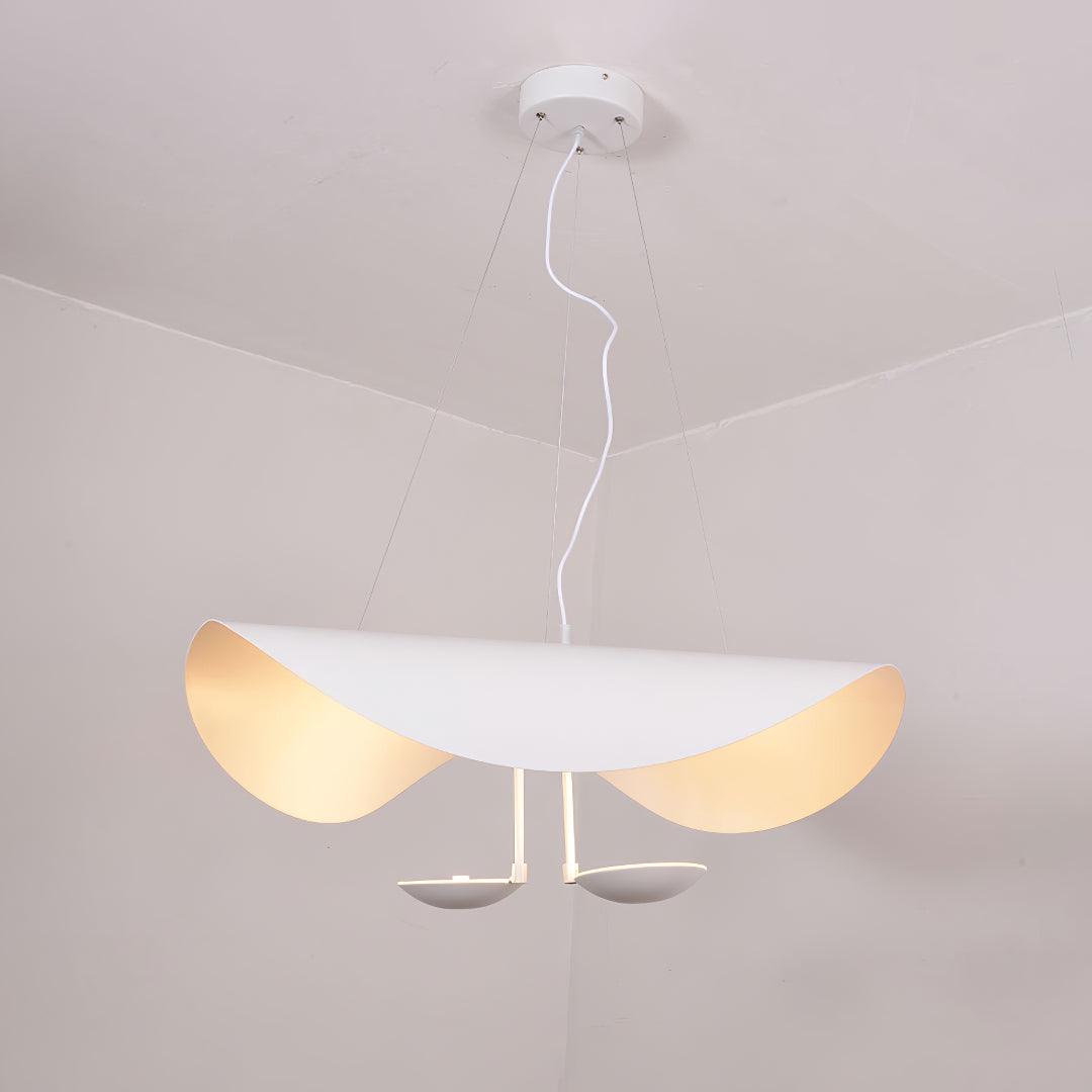 Lustra Suspension Lampe Abat-jour Courbé Noir et Or