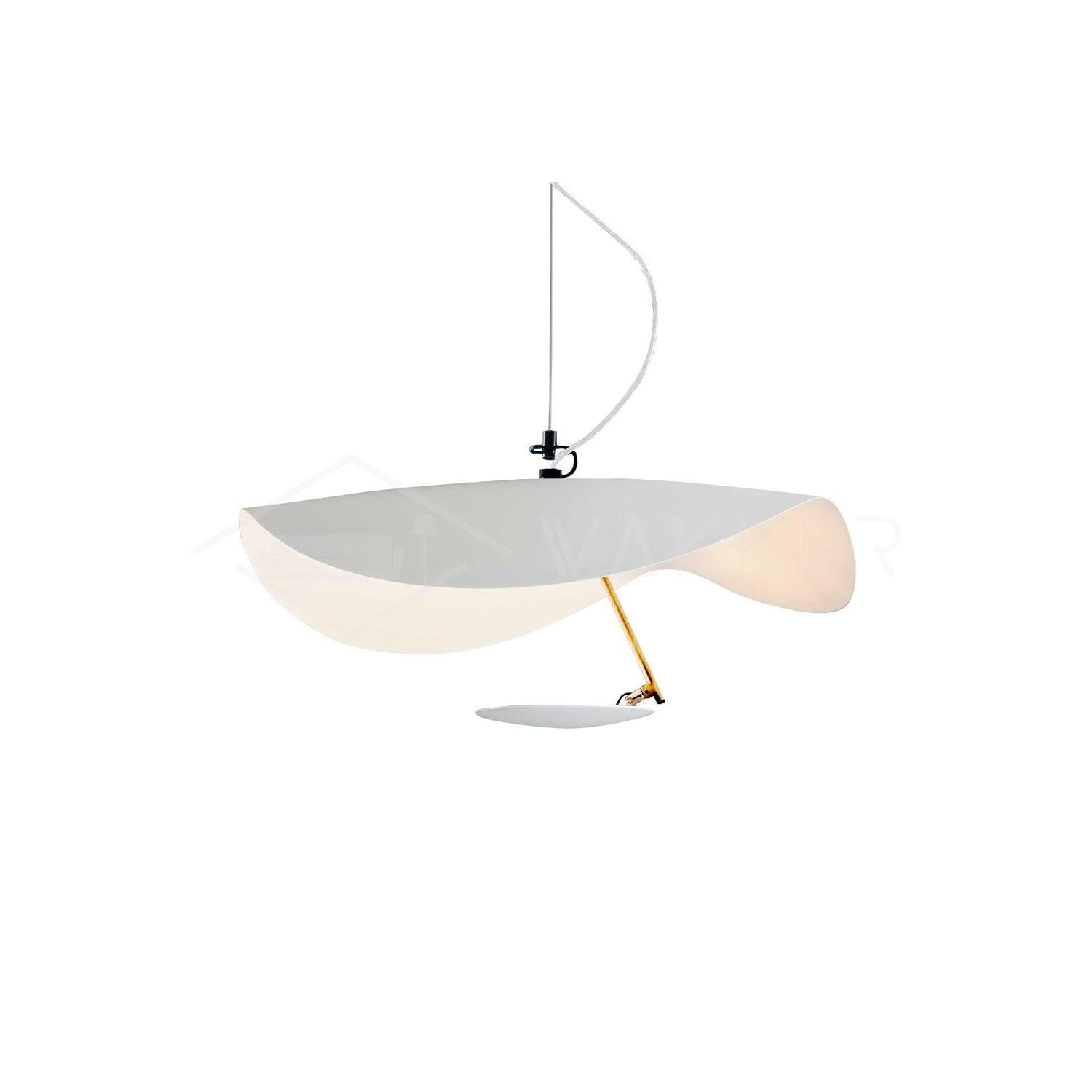 Lustra Suspension Lampe Abat-jour Courbé Noir et Or