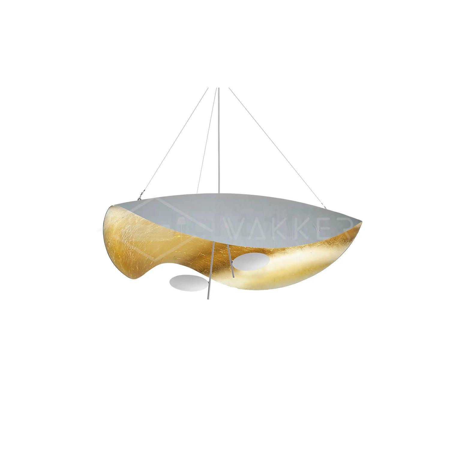 Lustra Suspension Lampe Abat-jour Courbé Noir et Or