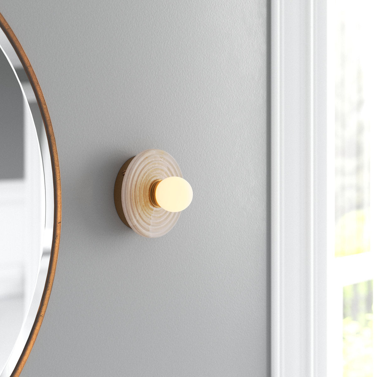 Lampe Murale en Albâtre et Verre Moderne Minimaliste Syraean