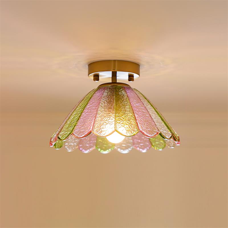 Vela Plafonnier Vintage en Verre Pétale Coloré