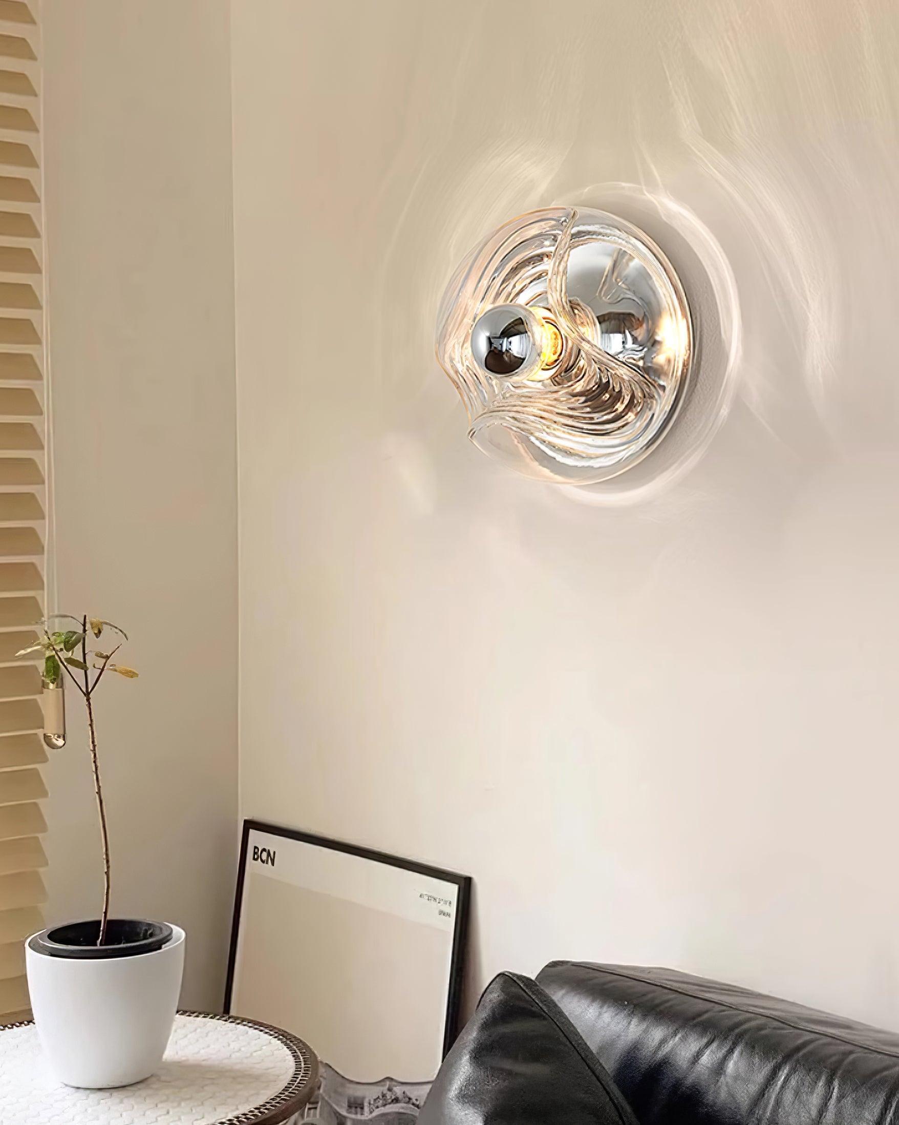 Applique Murale Tourbillon Texture Clair Ambre Gris Fumé Moderne