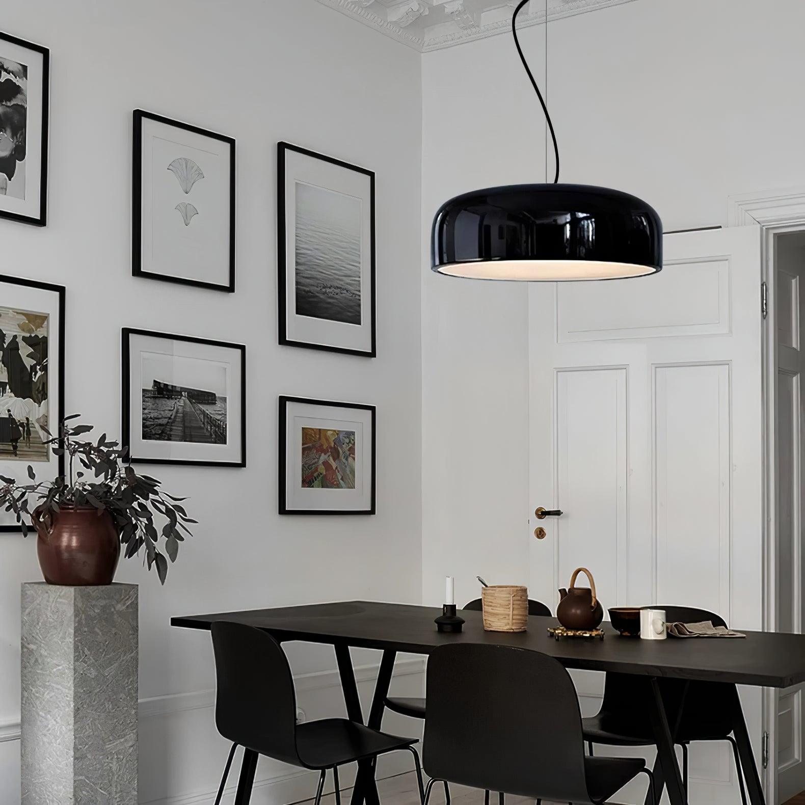 Letifly Lustre Pendentif Dôme Noir Brillant