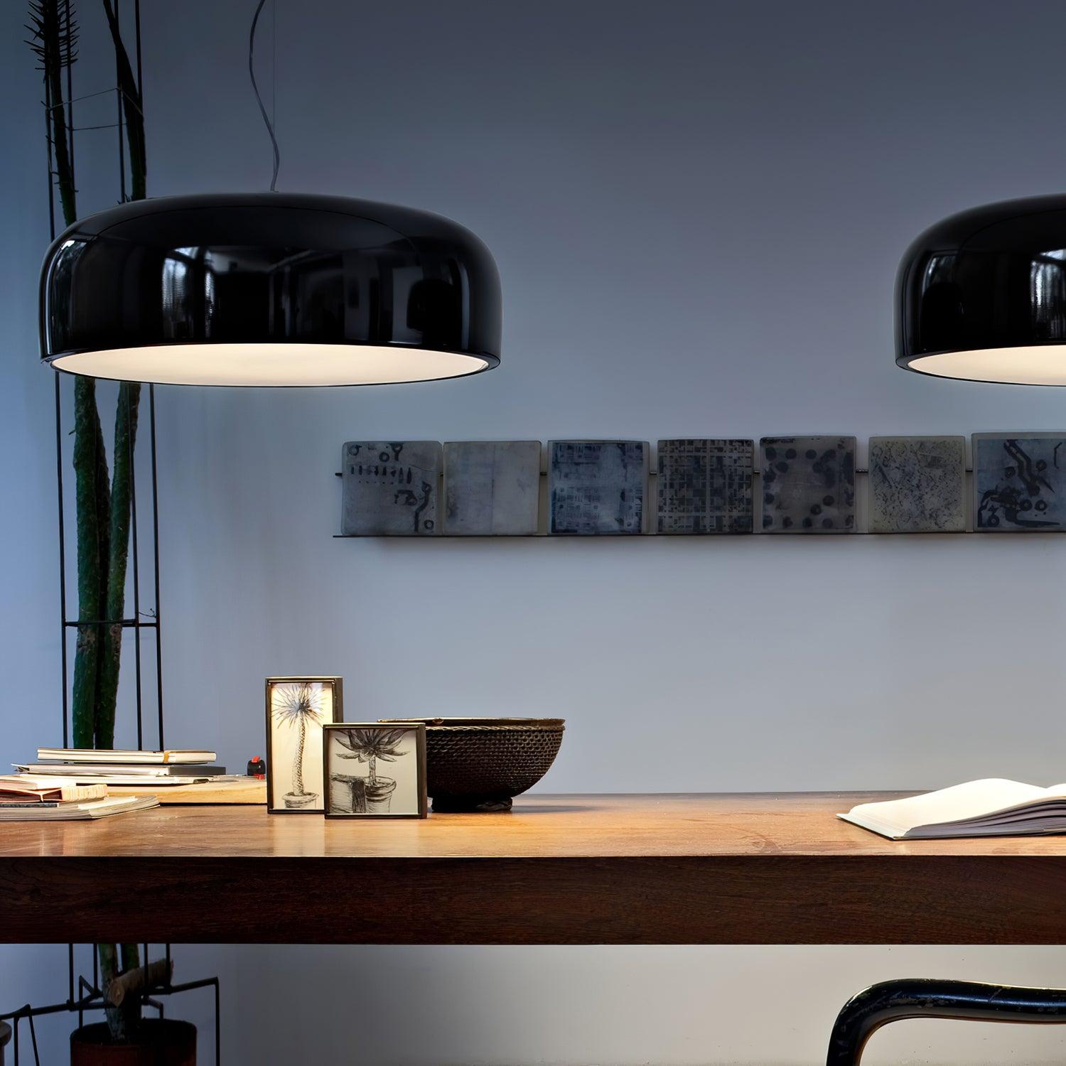 Letifly Lustre Pendentif Dôme Noir Brillant