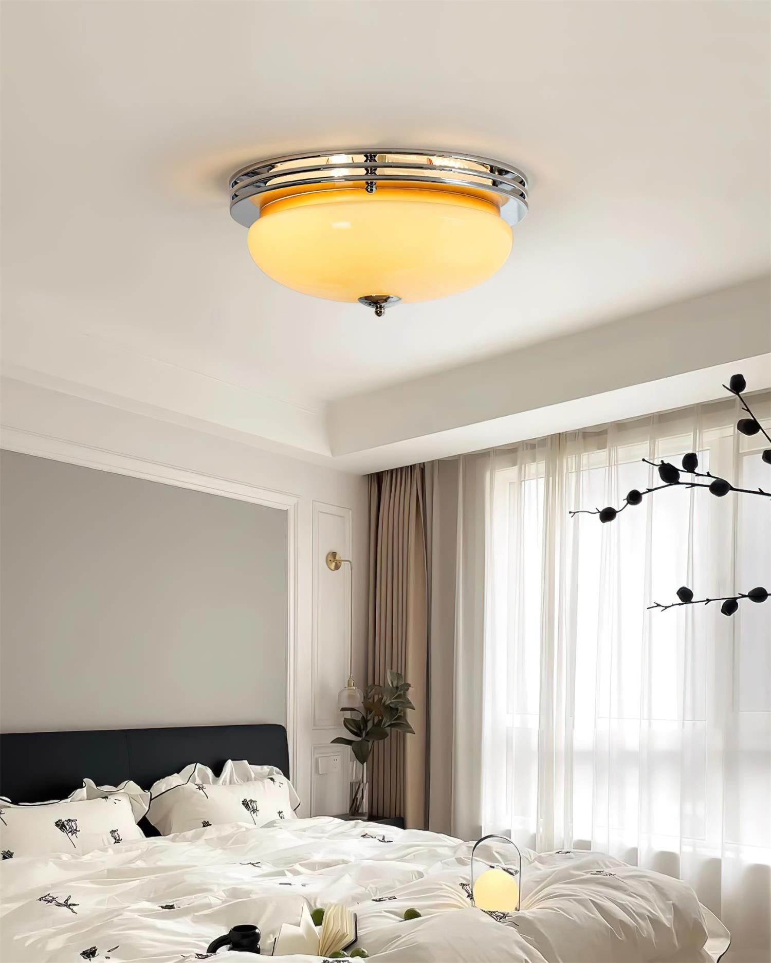Plafonnier Baldaquin Verre Ombre Classique Rond Moderne