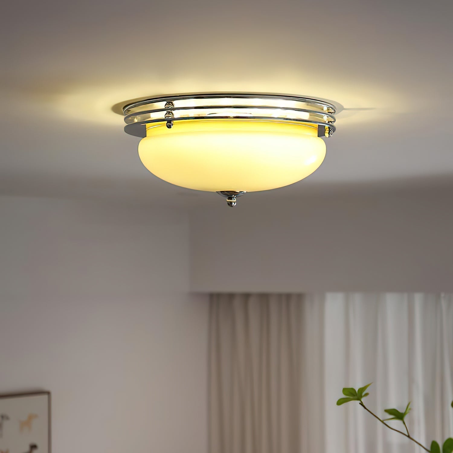 Plafonnier Baldaquin Verre Ombre Classique Rond Moderne