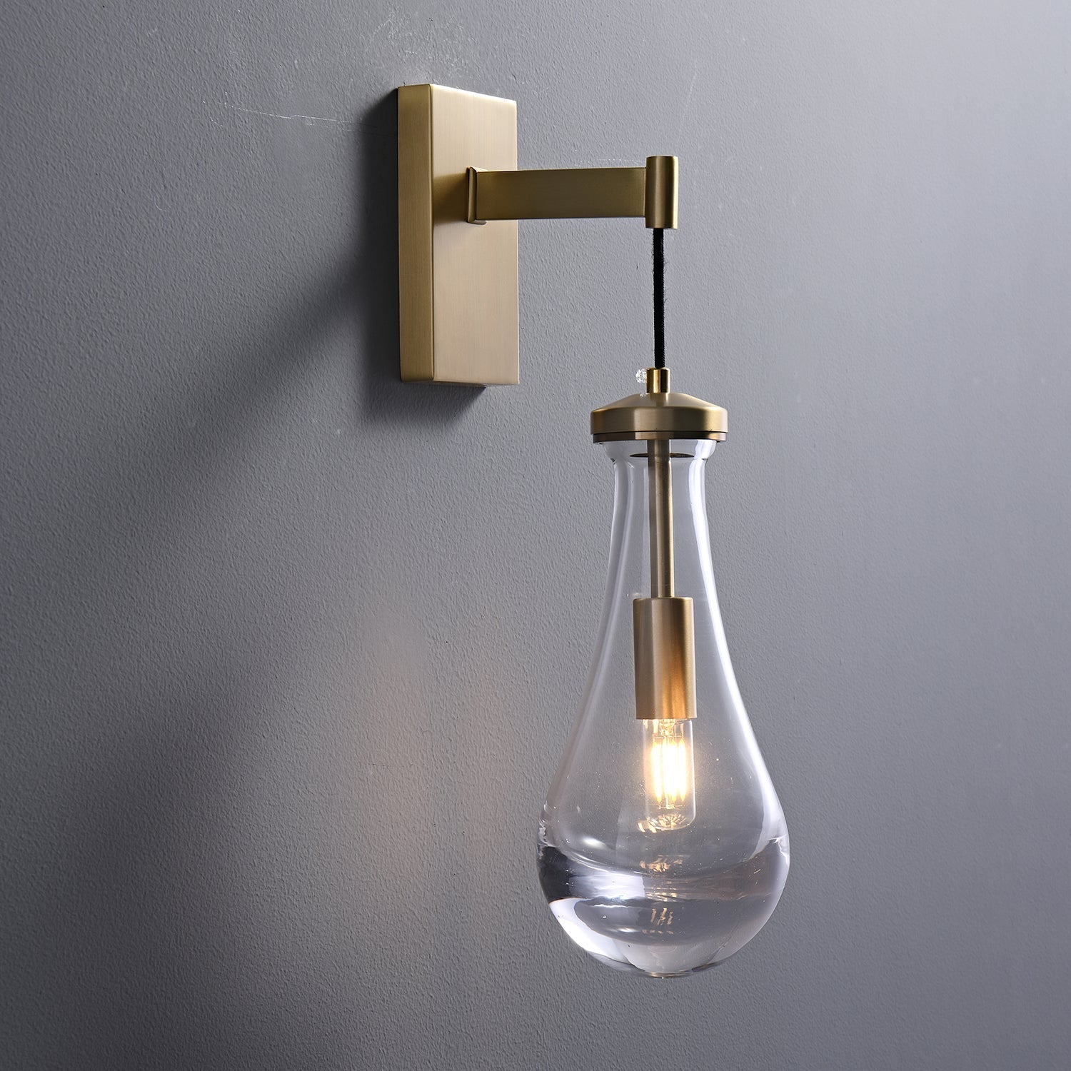 Lyshaos Applique Murale en Laiton et Verre Minimaliste