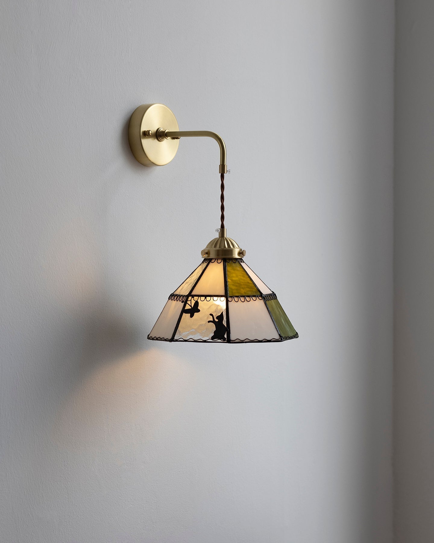 Tiffany Applique Murale Laiton Vert