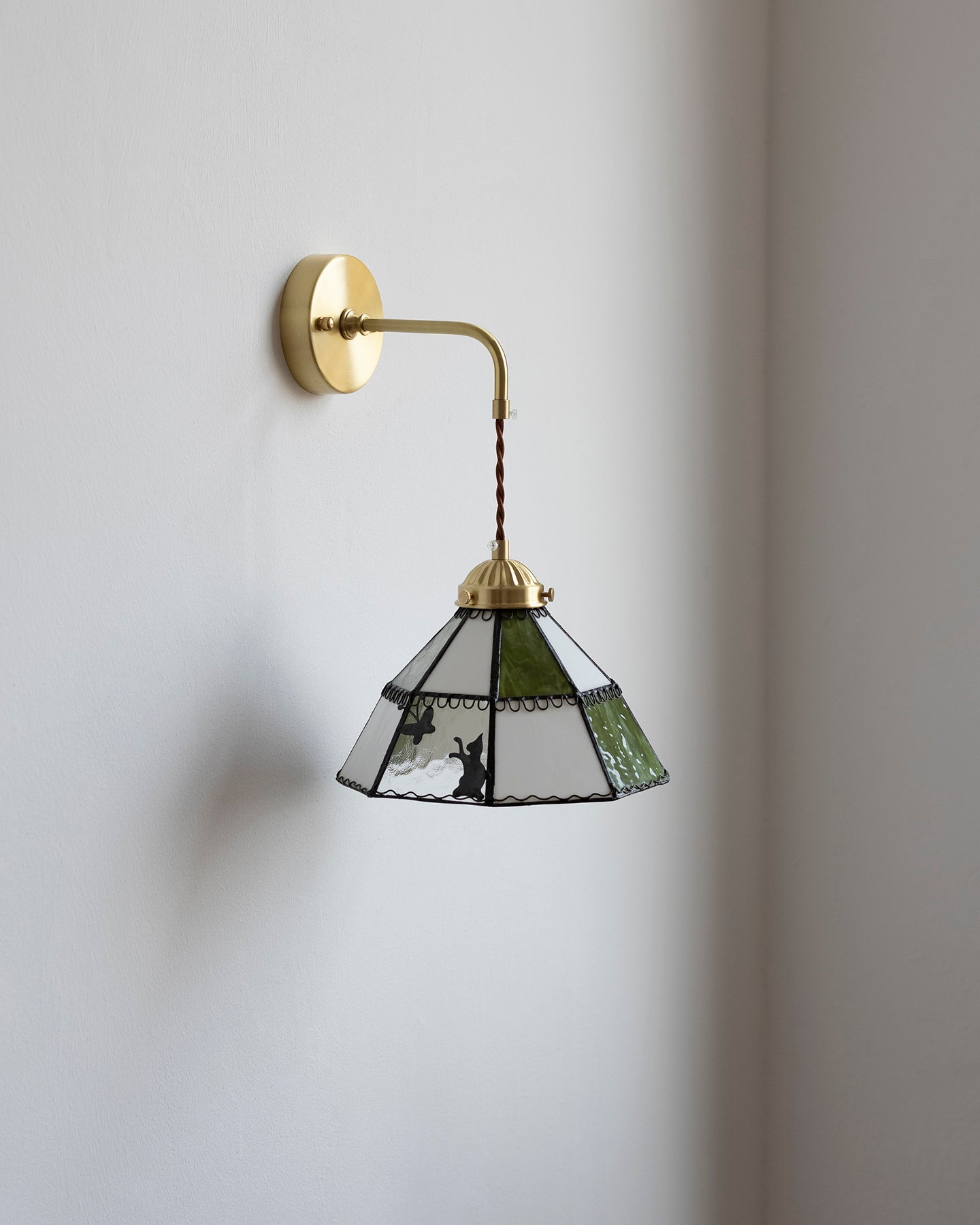 Tiffany Applique Murale Laiton Vert
