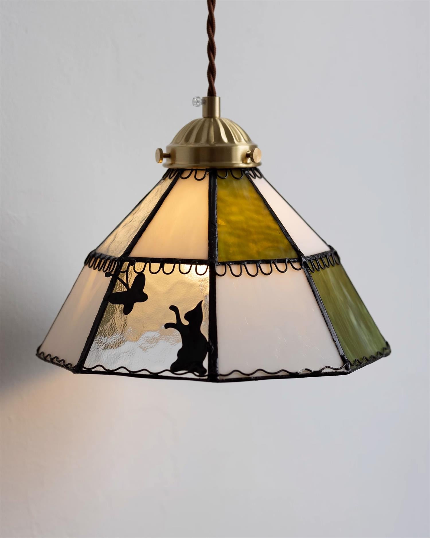 Tiffany Applique Murale Laiton Vert