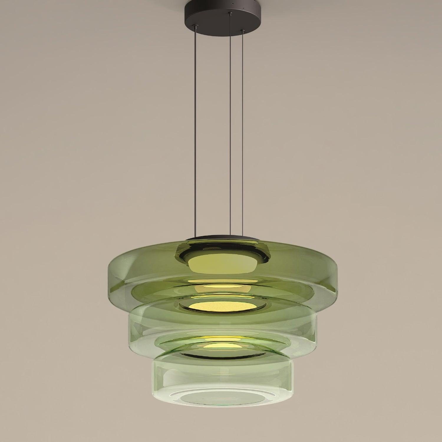 Lustra Suspension en Verre à Cercles Multi-Niveaux