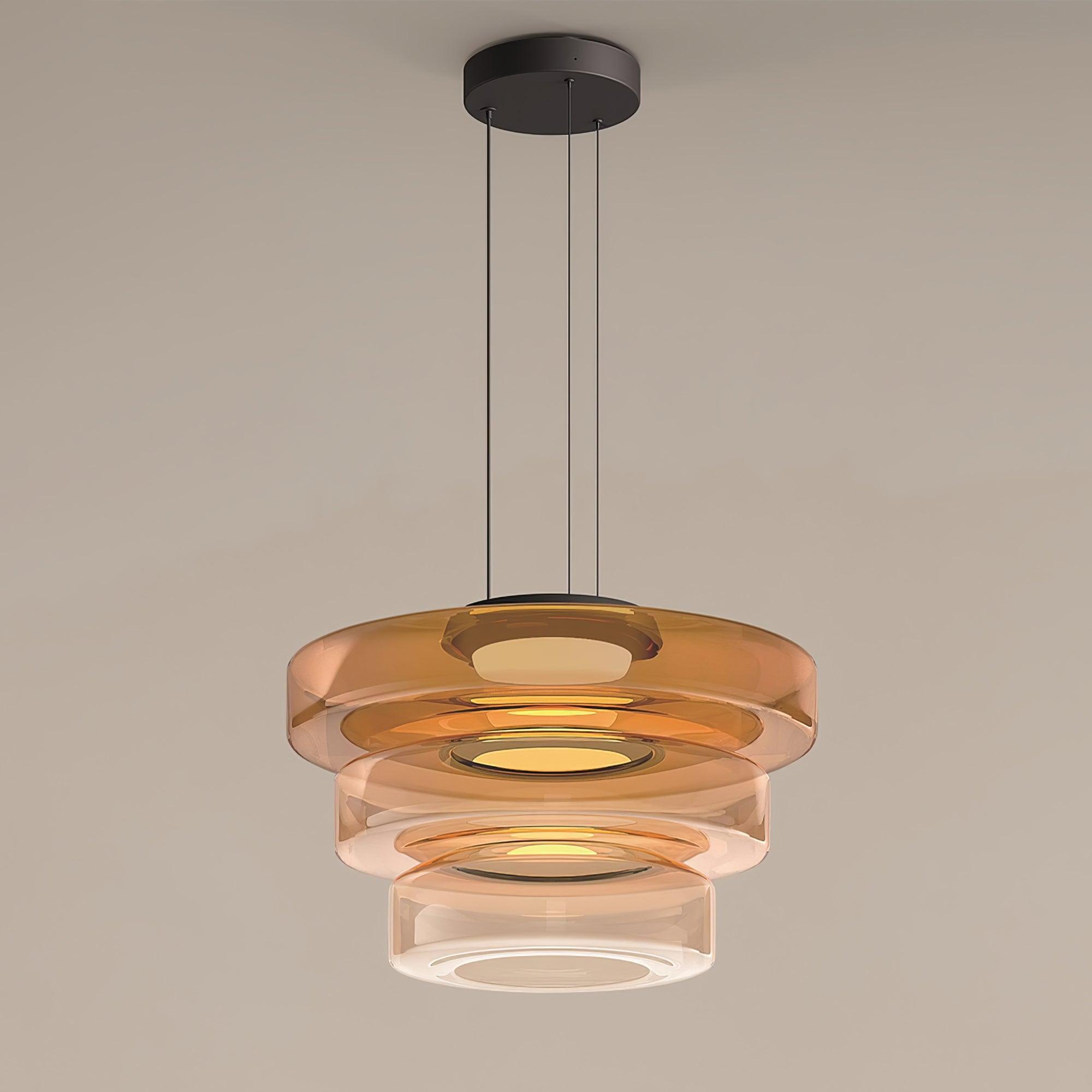 Lustra Suspension en Verre à Cercles Multi-Niveaux