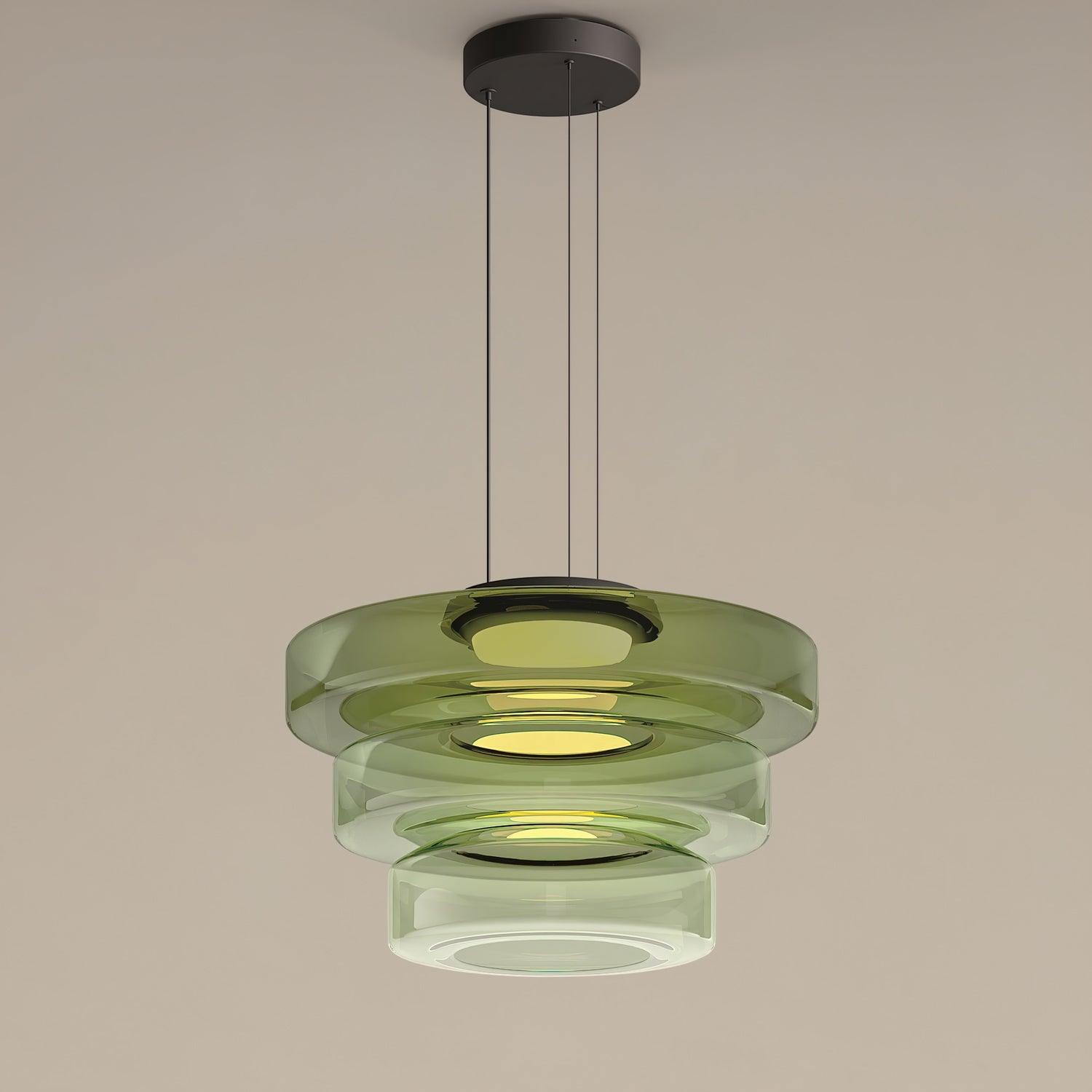 Lustra Suspension en Verre à Cercles Multi-Niveaux