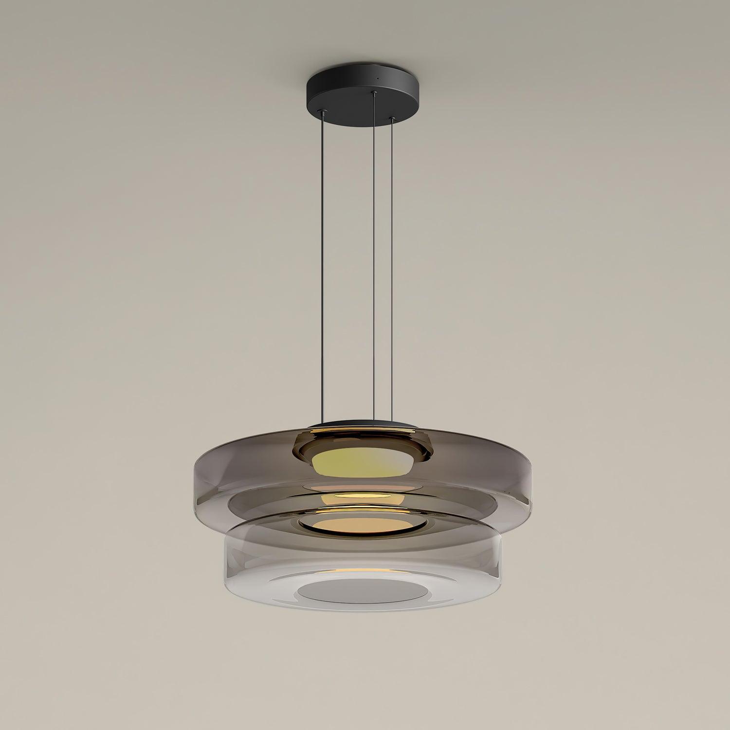 Lustra Suspension en Verre à Cercles Multi-Niveaux