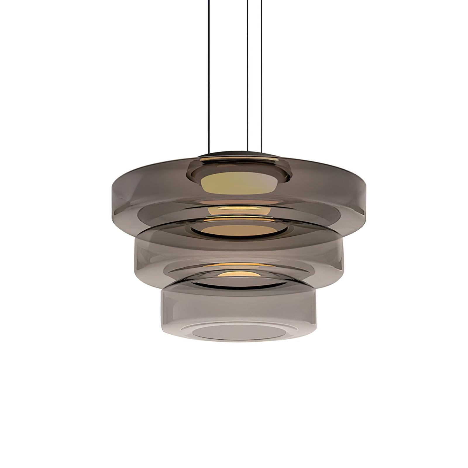 Lustra Suspension en Verre à Cercles Multi-Niveaux