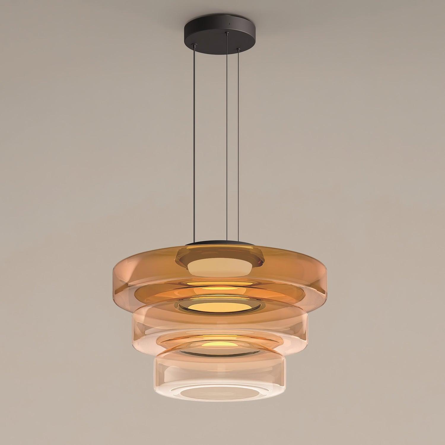Lustra Suspension en Verre à Cercles Multi-Niveaux