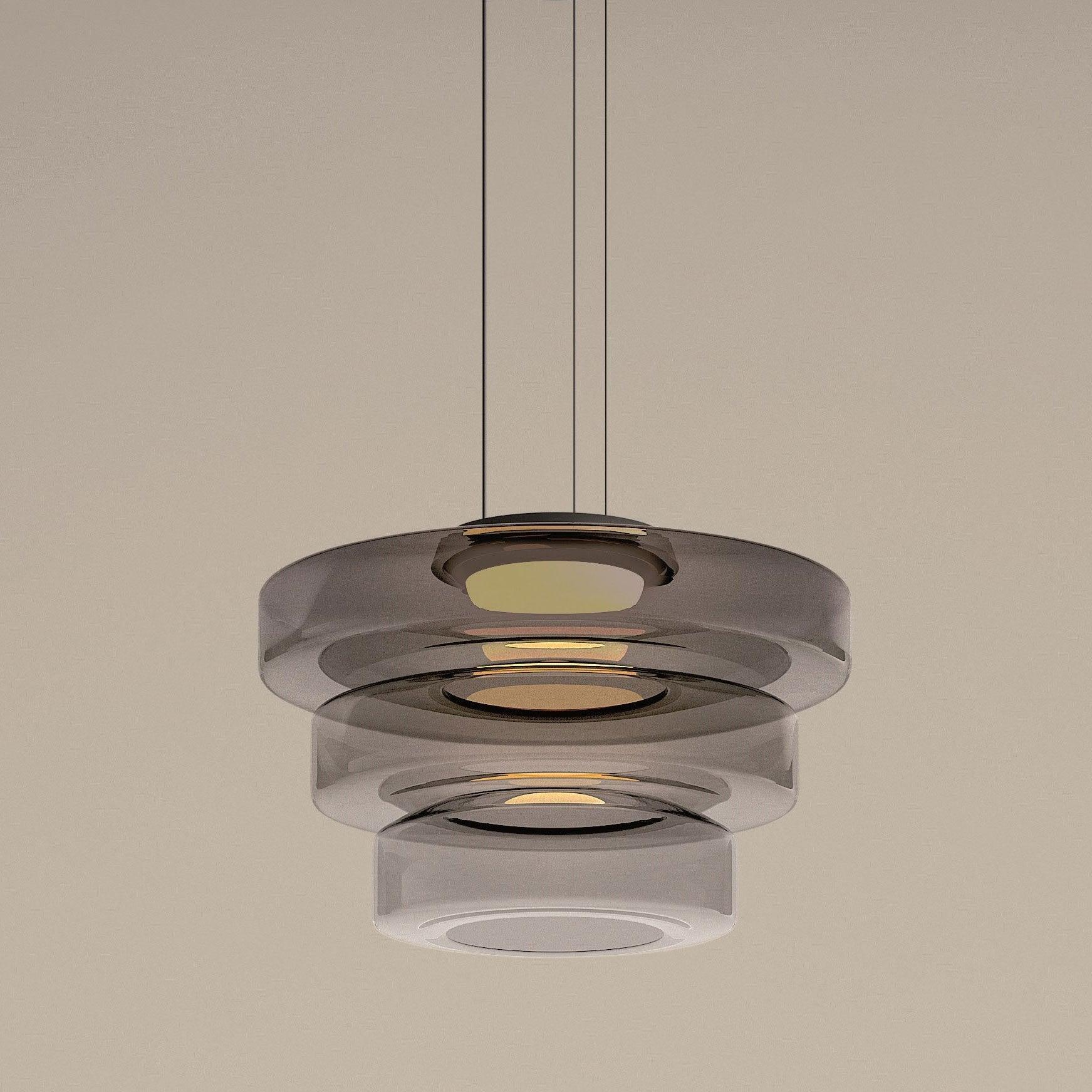 Lustra Suspension en Verre à Cercles Multi-Niveaux