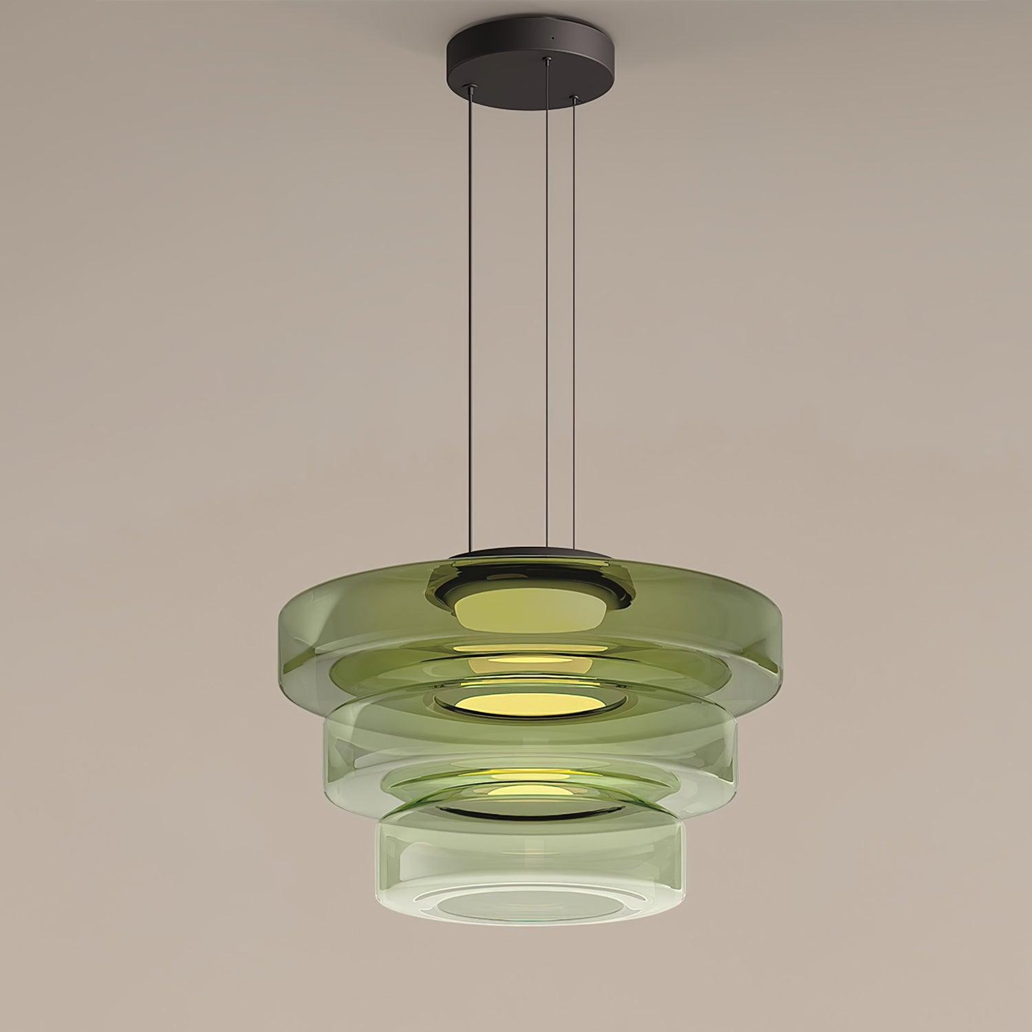 Lustra Suspension en Verre à Cercles Multi-Niveaux