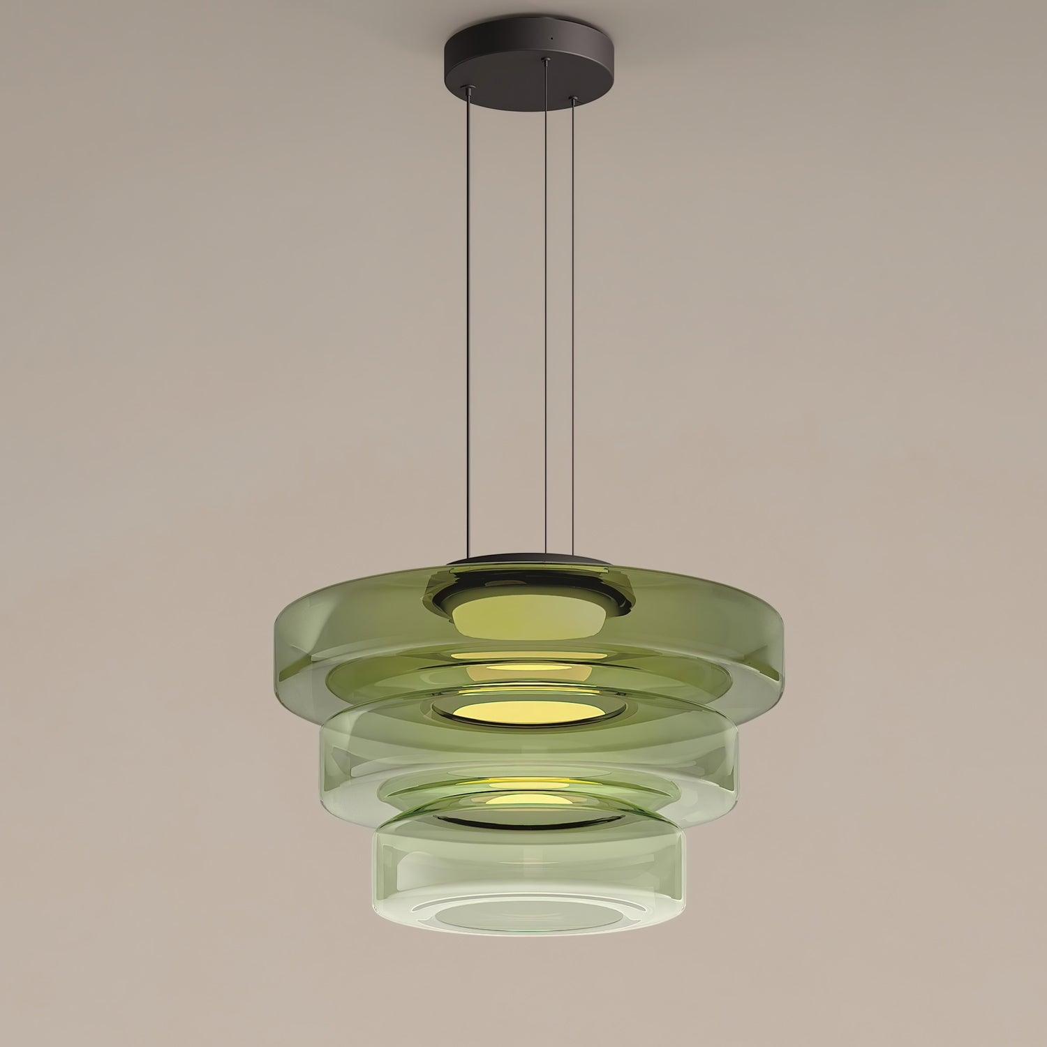 Lustra Suspension en Verre à Cercles Multi-Niveaux