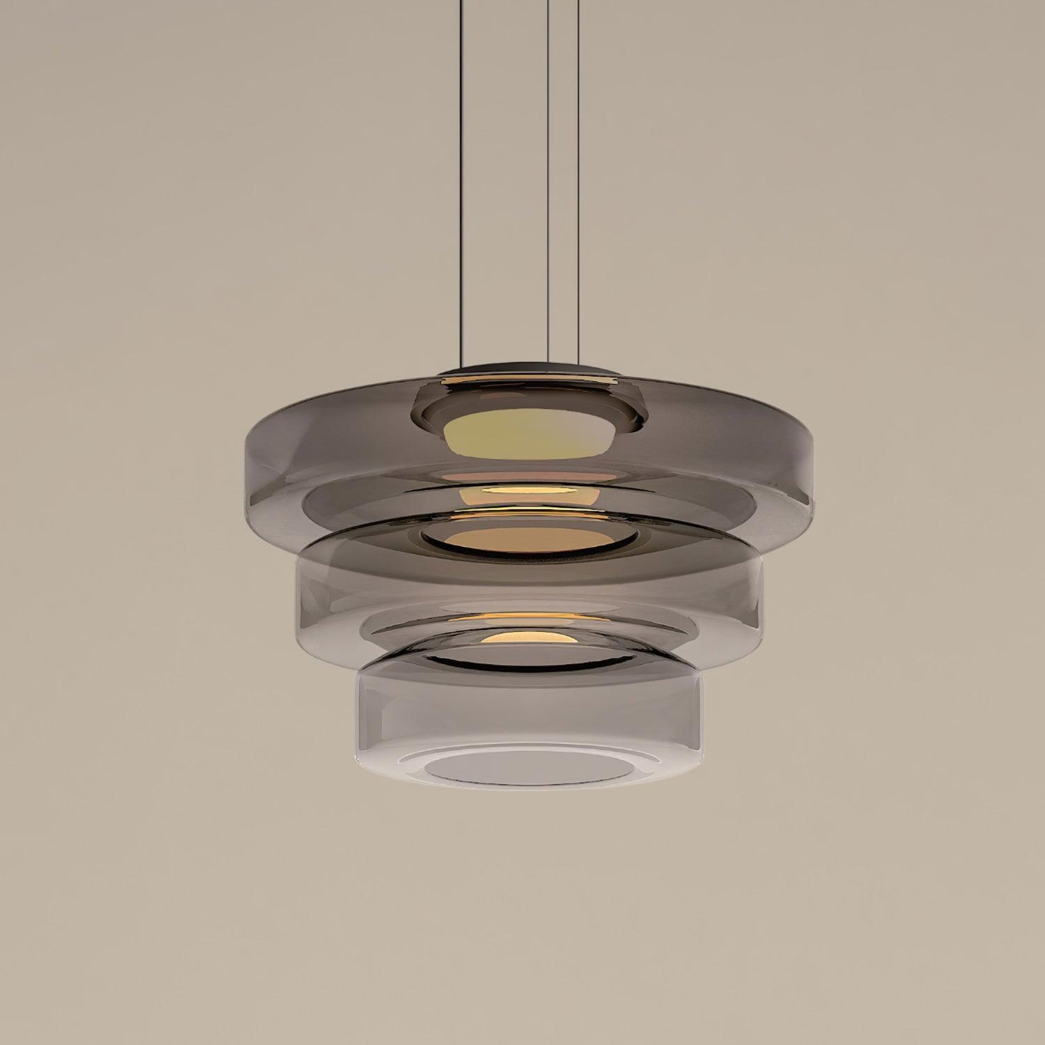 Lustra Suspension en Verre à Cercles Multi-Niveaux