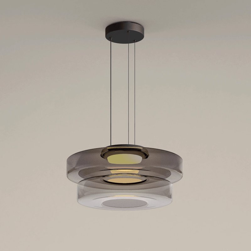 Lustra Suspension en Verre à Cercles Multi-Niveaux