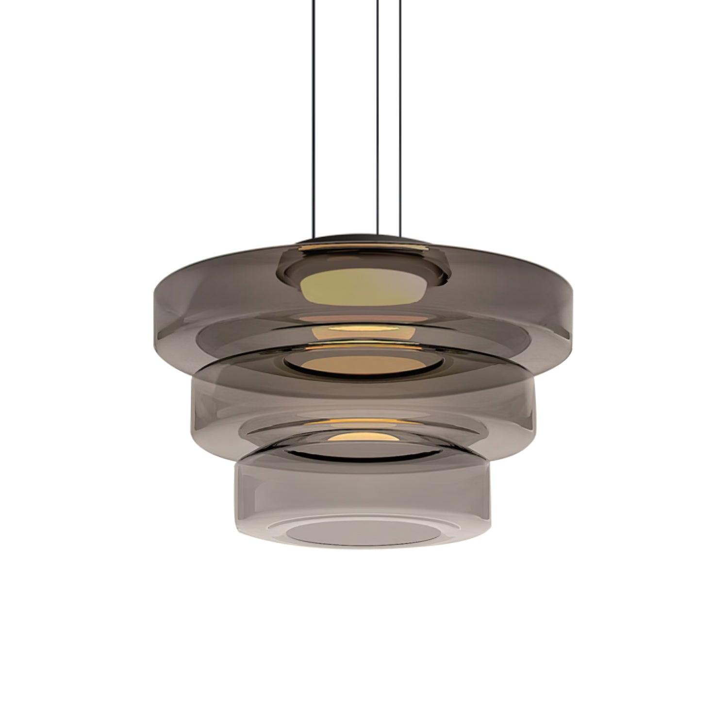 Lustra Suspension en Verre à Cercles Multi-Niveaux