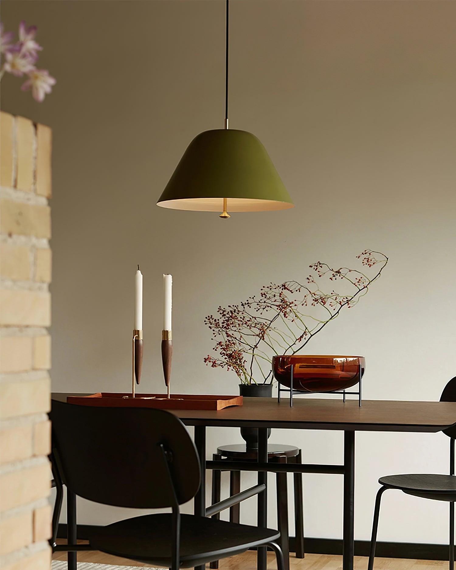 Solain Suspension moderne avec abat-jour vert et blanc minimaliste
