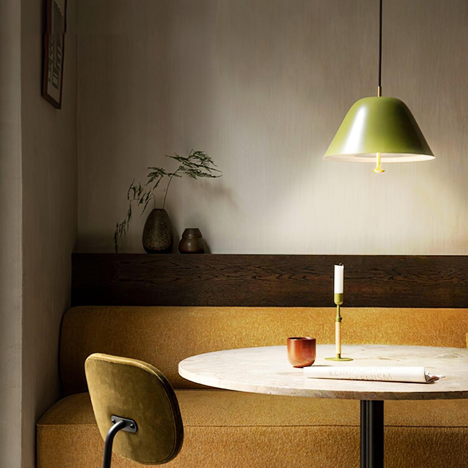 Solain Suspension moderne avec abat-jour vert et blanc minimaliste