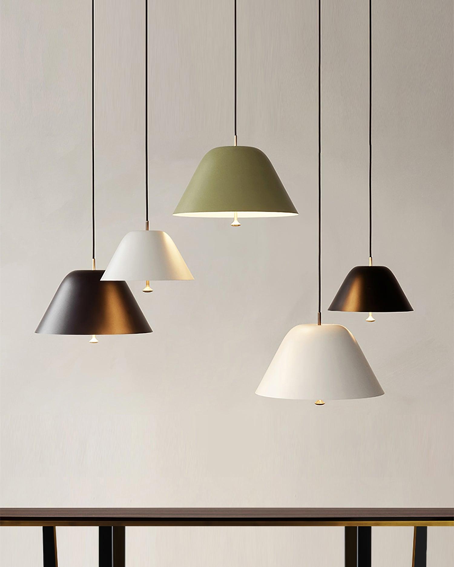 Solain Suspension moderne avec abat-jour vert et blanc minimaliste
