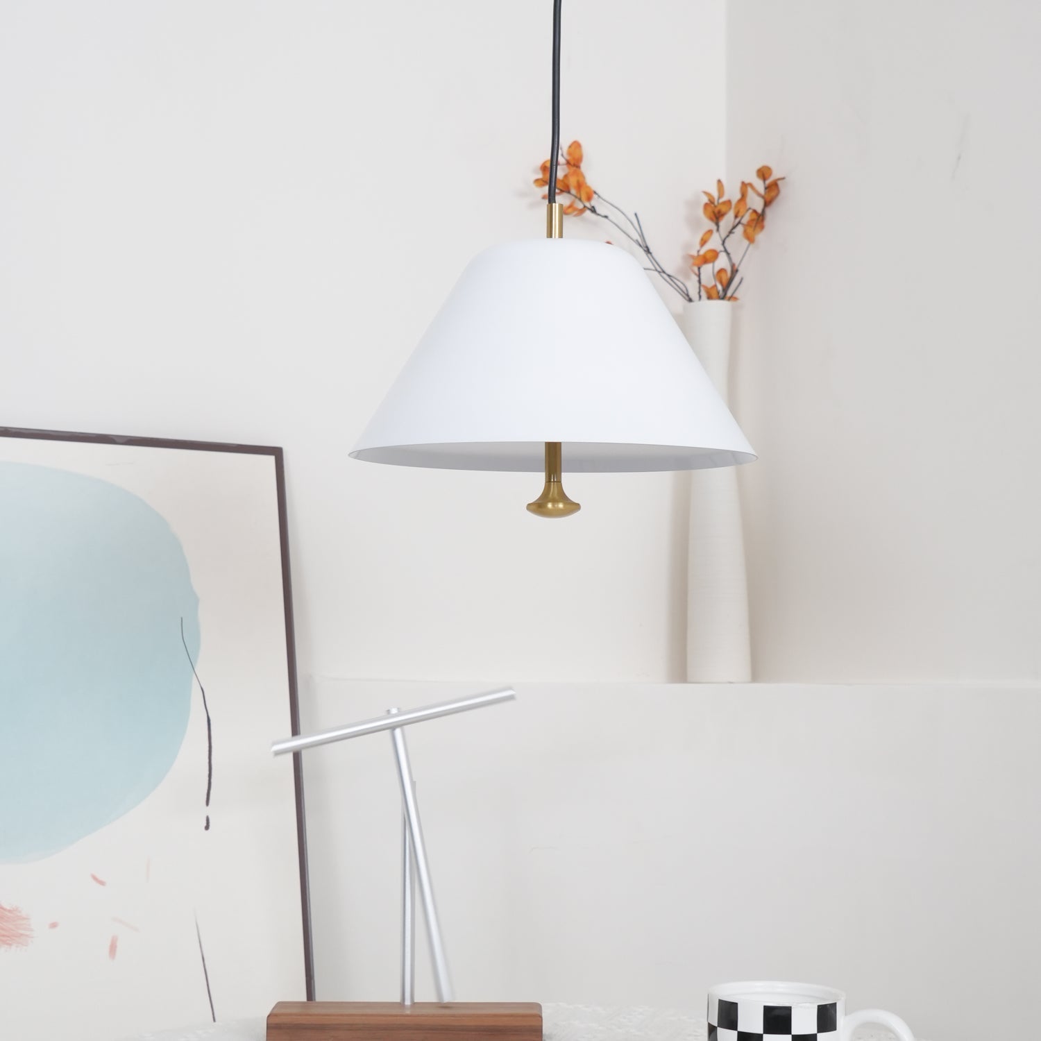 Solain Suspension moderne avec abat-jour vert et blanc minimaliste