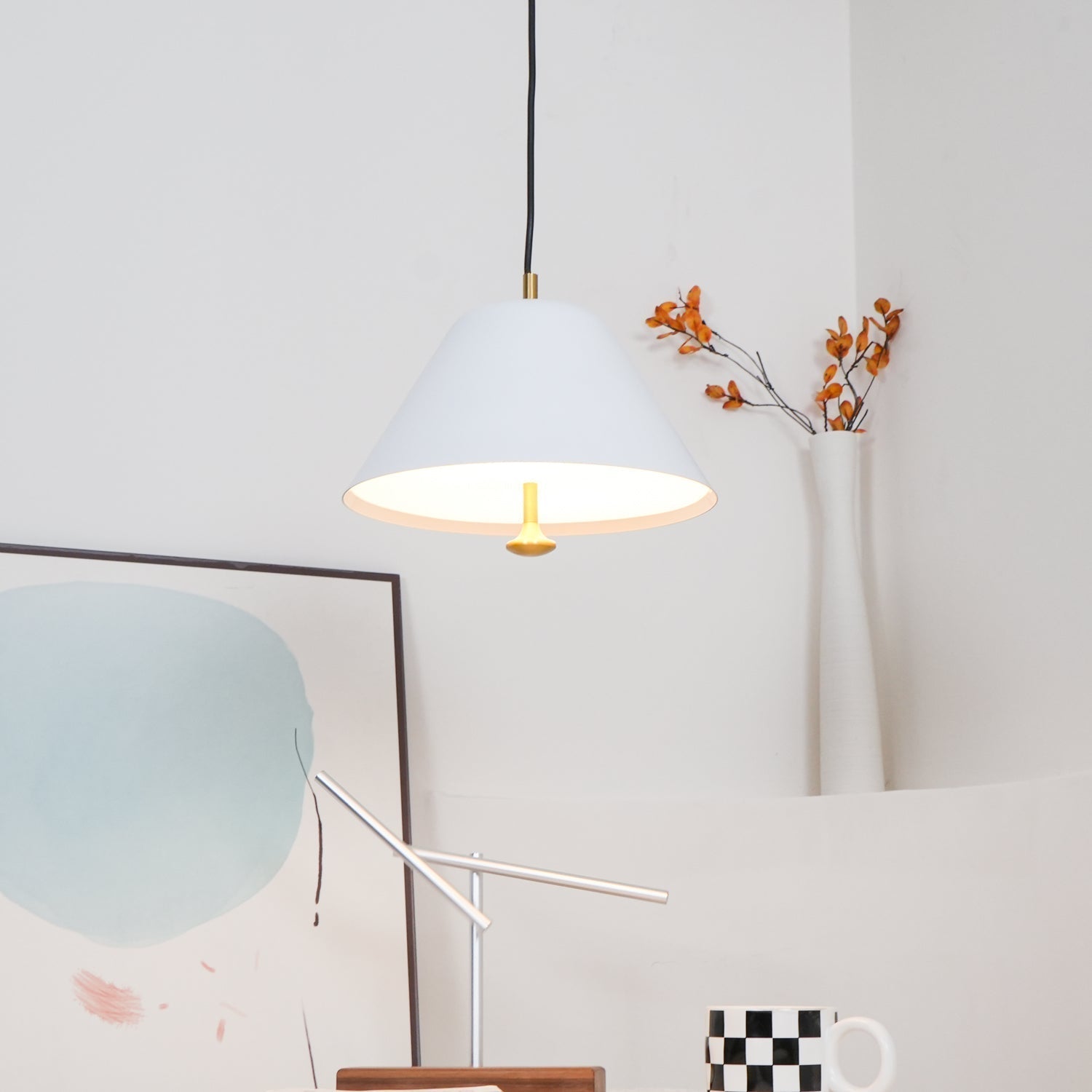 Solain Suspension moderne avec abat-jour vert et blanc minimaliste