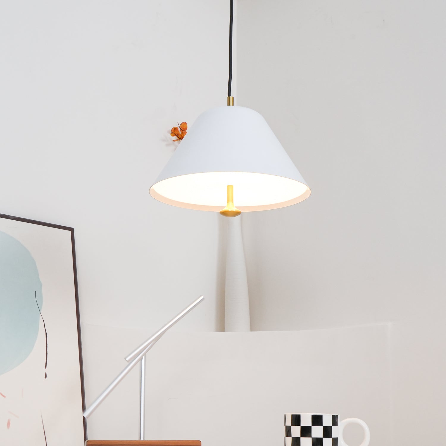 Solain Suspension moderne avec abat-jour vert et blanc minimaliste