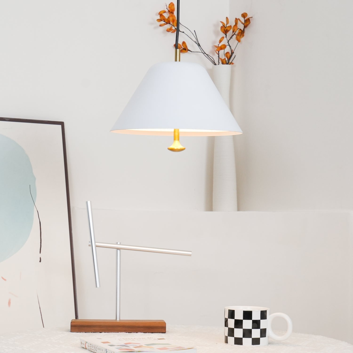 Solain Suspension moderne avec abat-jour vert et blanc minimaliste