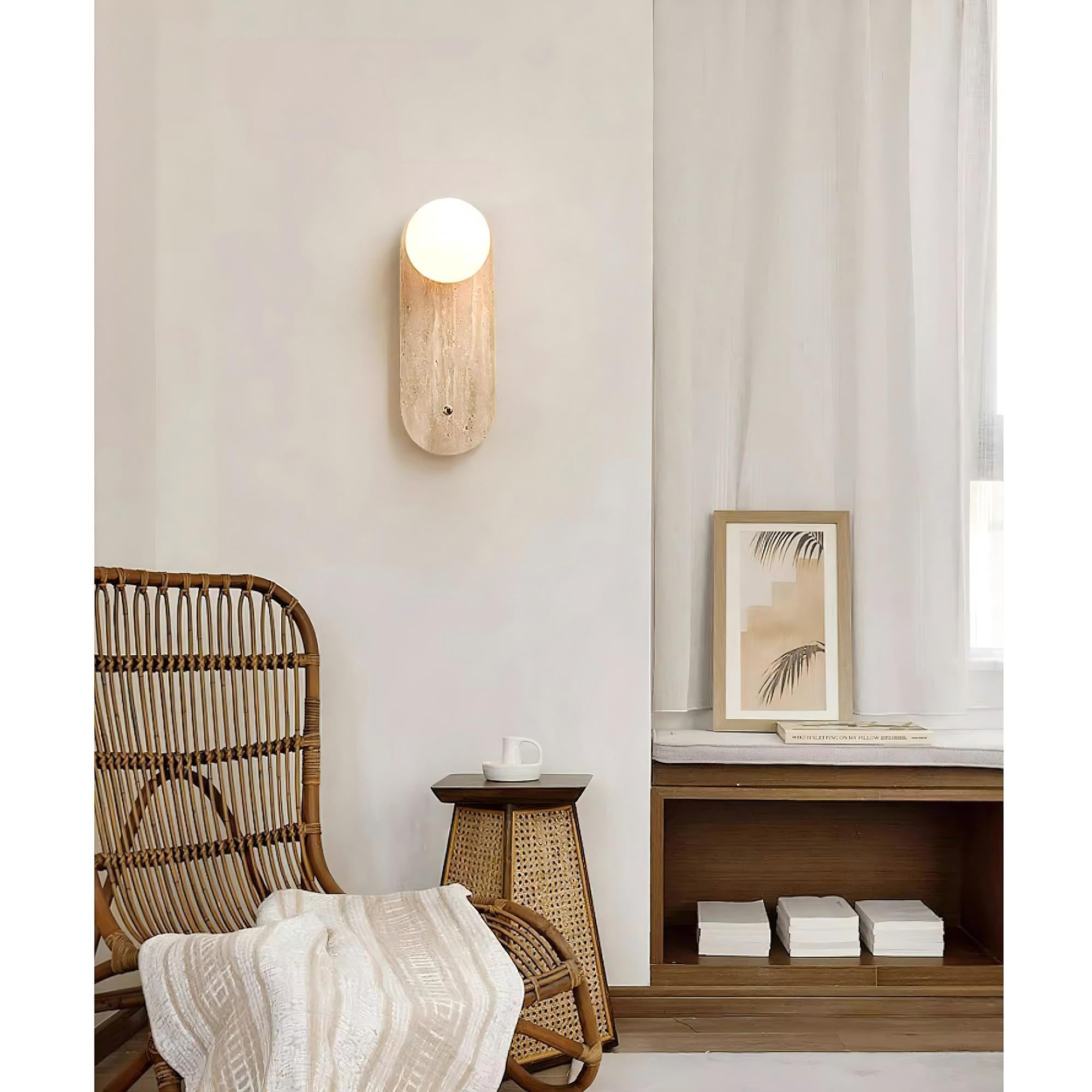 Lampe Murale en Travertin et Verre Moderne Minimaliste Zeshaen
