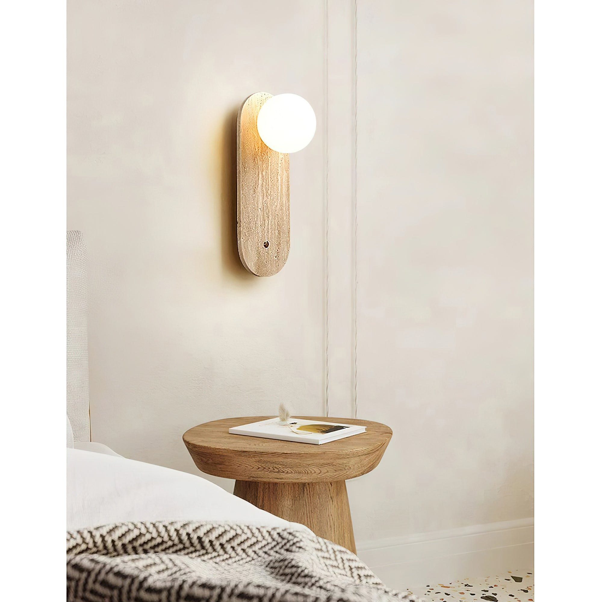 Lampe Murale en Travertin et Verre Moderne Minimaliste Zeshaen