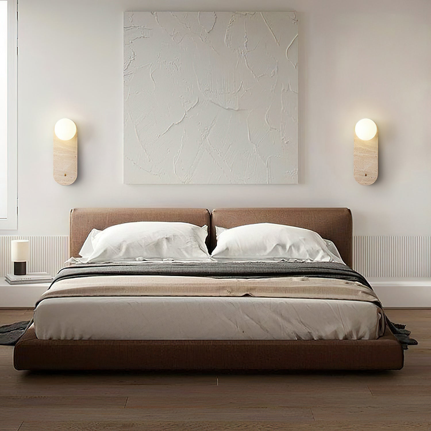 Lampe Murale en Travertin et Verre Moderne Minimaliste Zeshaen