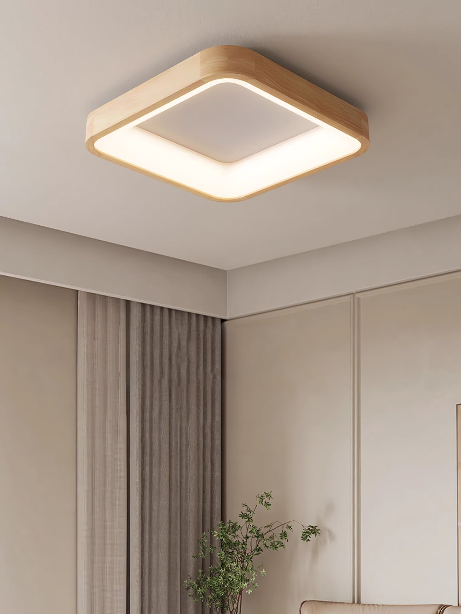 Uphae Plafonnier Minimaliste Carré en Bois
